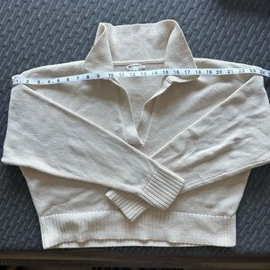 Reformation Cream Cable Collared Pullover Sweater Size M
